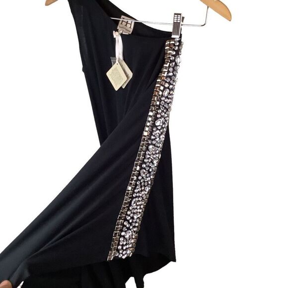 NWT Haute Hippie Asymmetrical ￼Jeweled One Shoulder Midi Dress - Picture 3 of 15